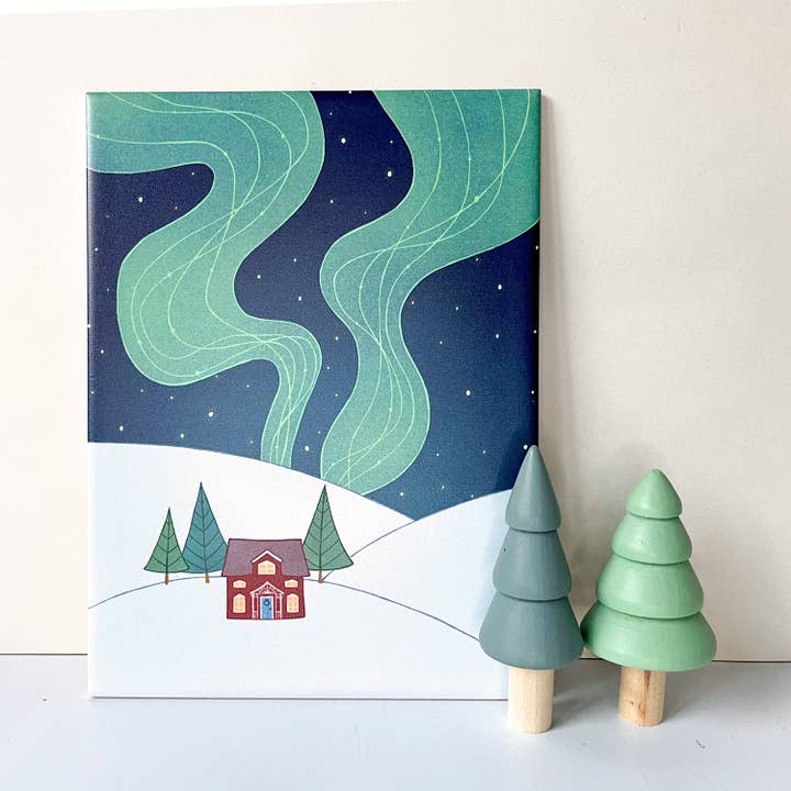 Decoratieve tegel met noorderlicht en huisje voor wholesale door Studio Kvinna