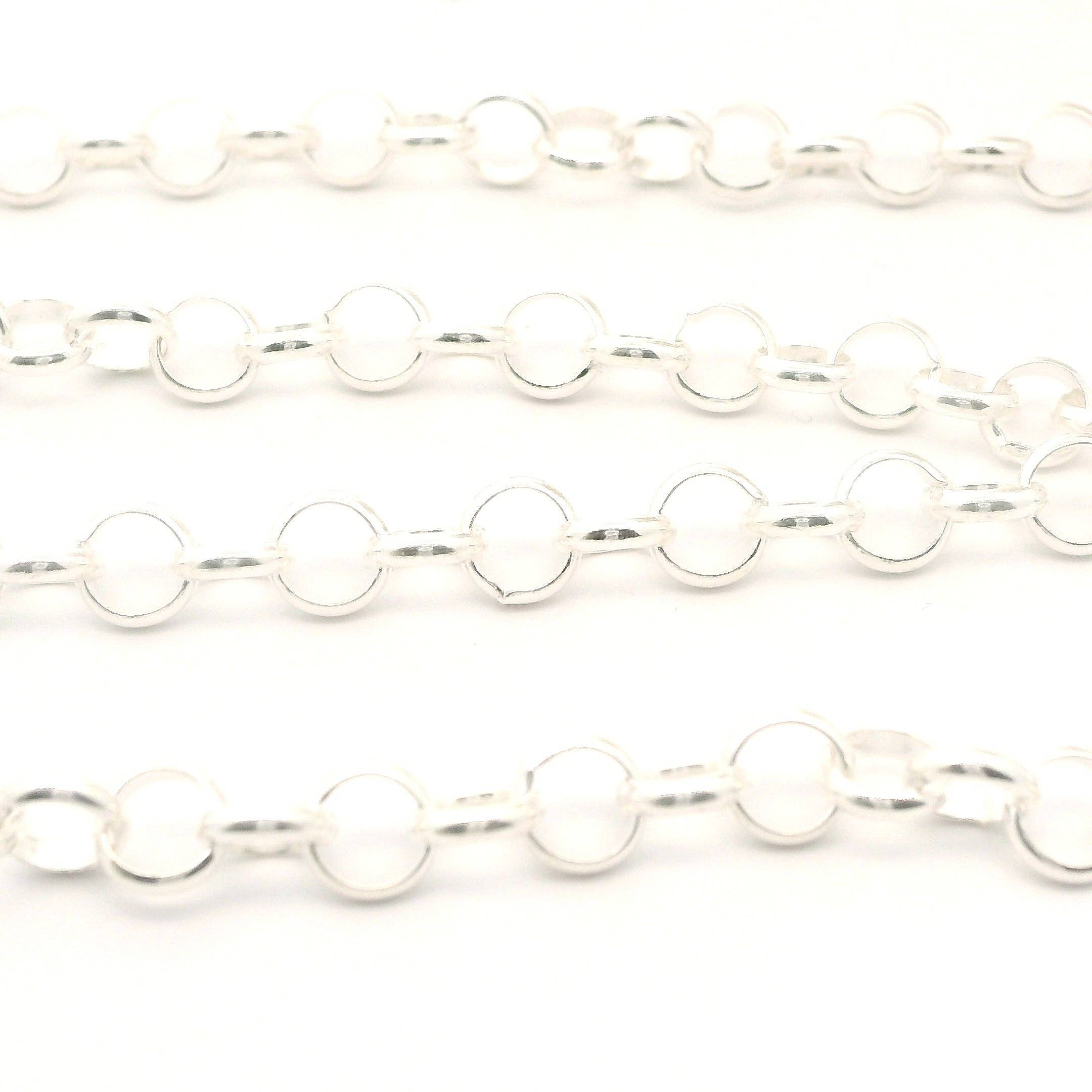 Purity Beads – material para artesanato por atacado – Corrente de Prata 925 Esterlina, Corrente Rolo Redonda meia-fio | Tamanho: 5,1mm | 1 Pé1