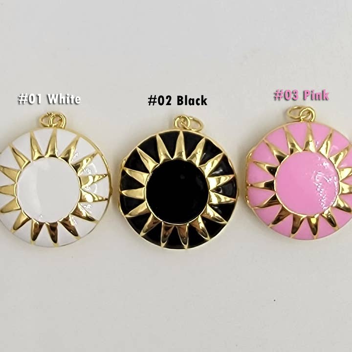 Gold Filled Enamel Sunburst Locket Charm Pendant CP1645 for wholesale by Beads Creation