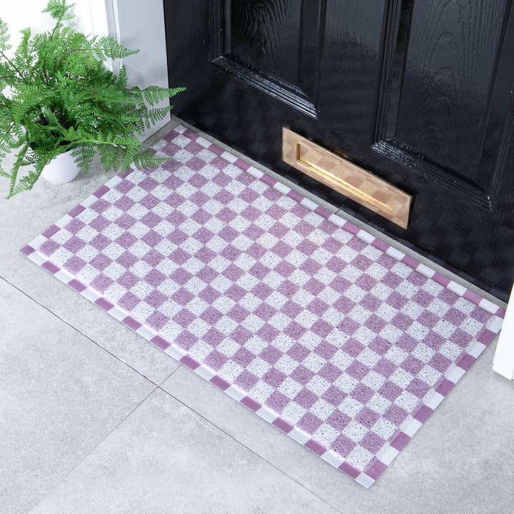 Purple Check Doormat (70 x 40cm) for wholesale by Artsy Mats