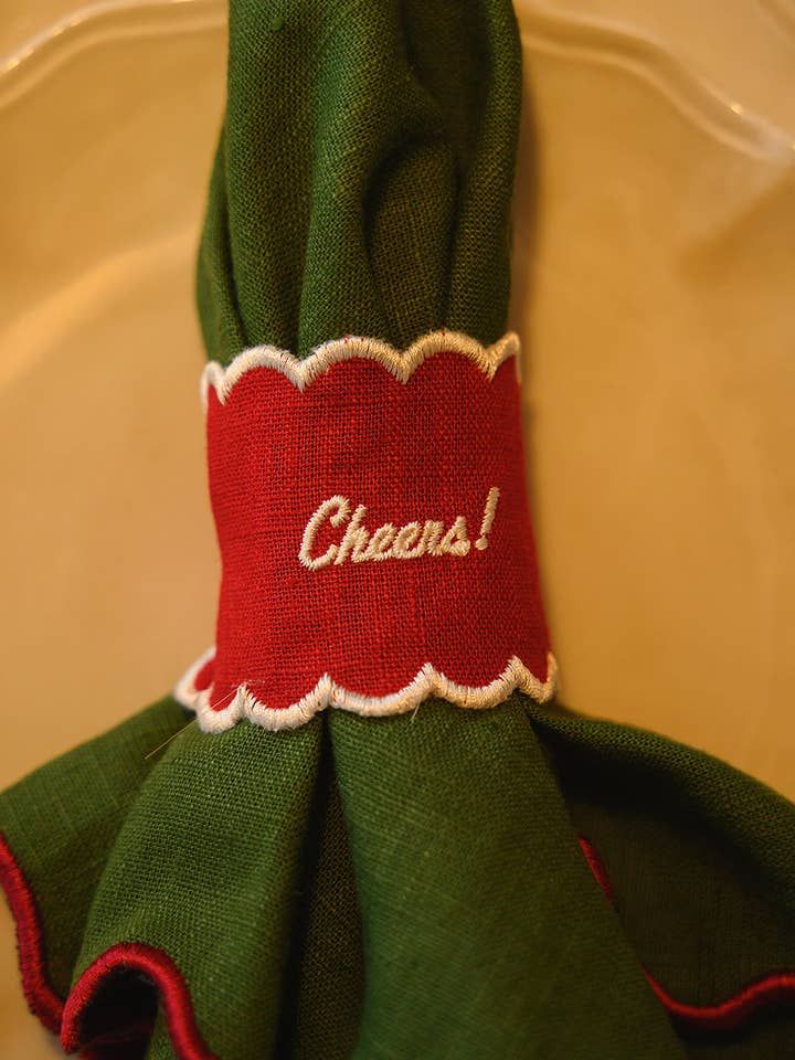 Servetring Cheers, Rood met Wit voor wholesale door Mariaida Home