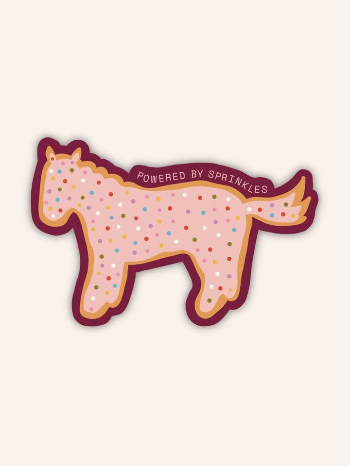 Powered By Sprinkles Horse Sticker for wholesale by Created By Christine