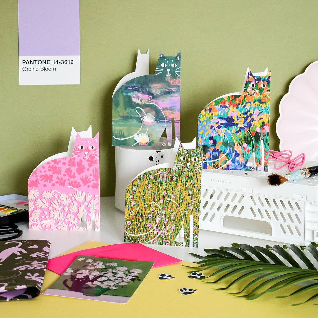 Niaski - Feline Fine Art (USA DUTIES PAID) - Vendita all'ingrosso Biglietti di auguri generici - Cartolina ritagliata Klimt Cat3