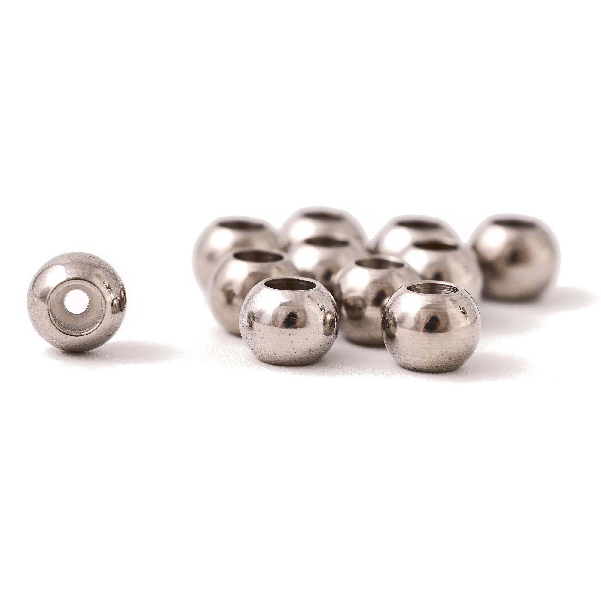 CRCBEADS - Wholesale Beads - 304 Stainless Steel Sliding Adjustable Rubber Stopper Beads 4x5mm 9 Pieces0