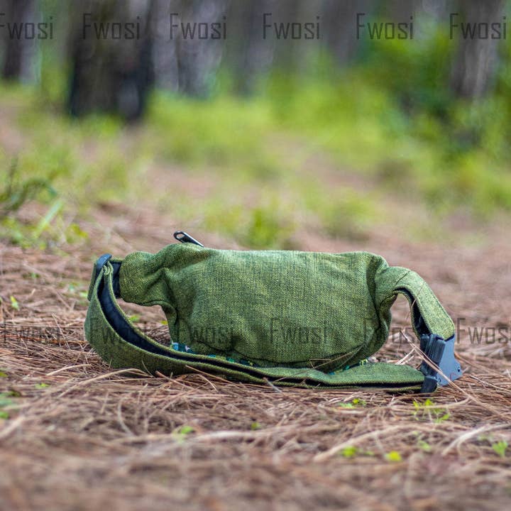 Fwosi – Pochete - Unissexo por atacado – Bolsa de Cintura Verde de Cânhamo2
