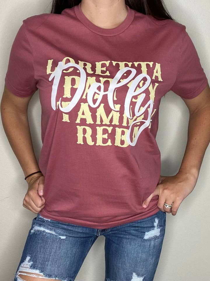 Loretta Patsy Tammy Reba Dolly Tee for wholesale by Luckless Outfitters