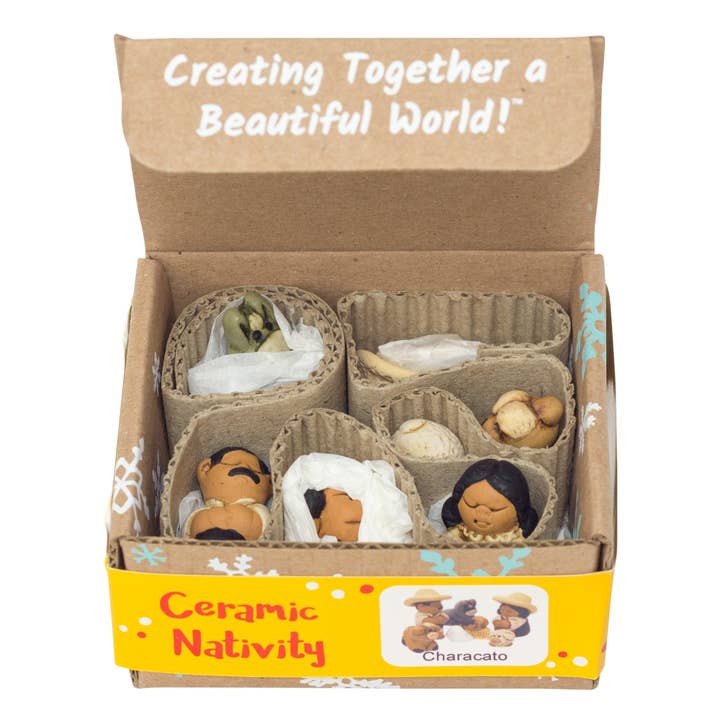 Lucuma Designs - Vente Crèche de Noël - Characato - Set de 9 mini-crèches, 1,3 « H - Cadeau de Noël4