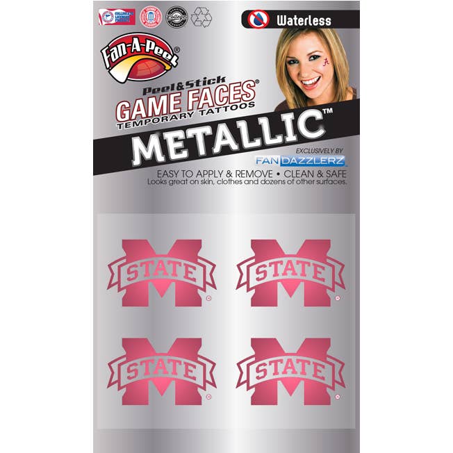 Mississippi State Game Faces® Temporary Tattoos for wholesale by Fanapeel / Gamefaces