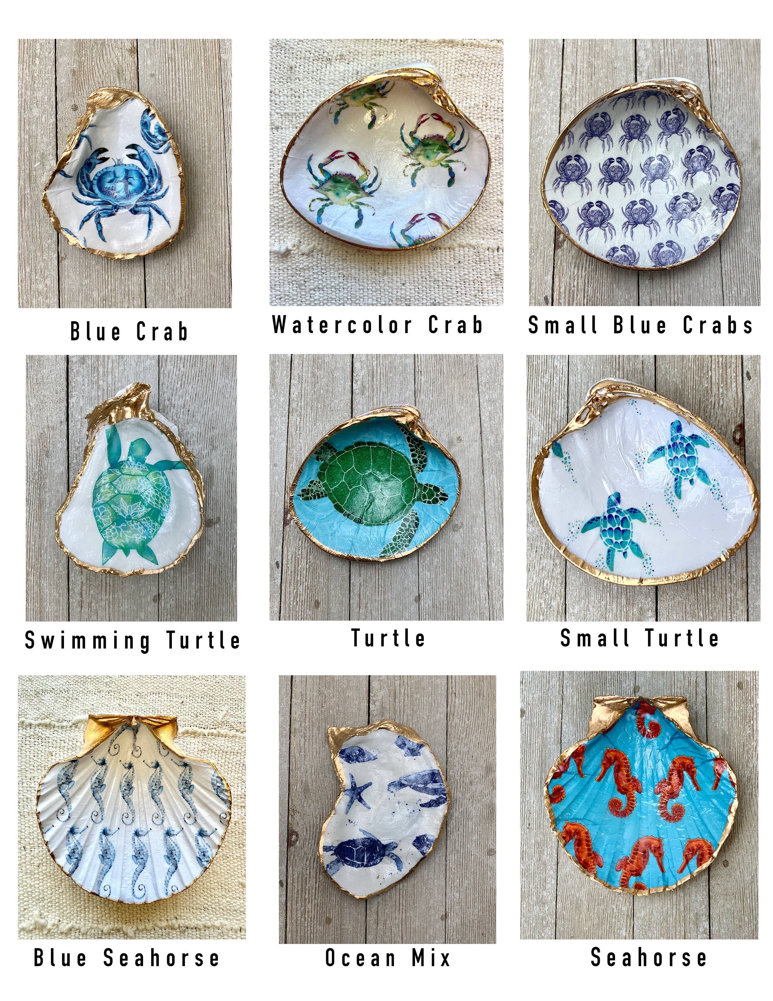 Ten Twenty Six Designs – Prato/tigela decorativa por atacado – Conjunto de Conchas para Decoupage – Vieira, Ostra ou Amêijoa9