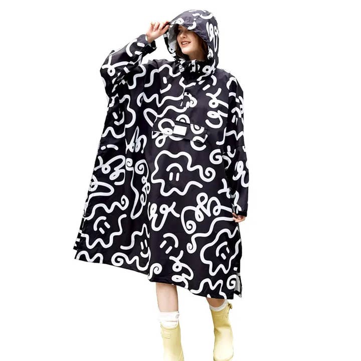 Rain poncho with sleeves NEW "Family Time" for wholesale by Bomence