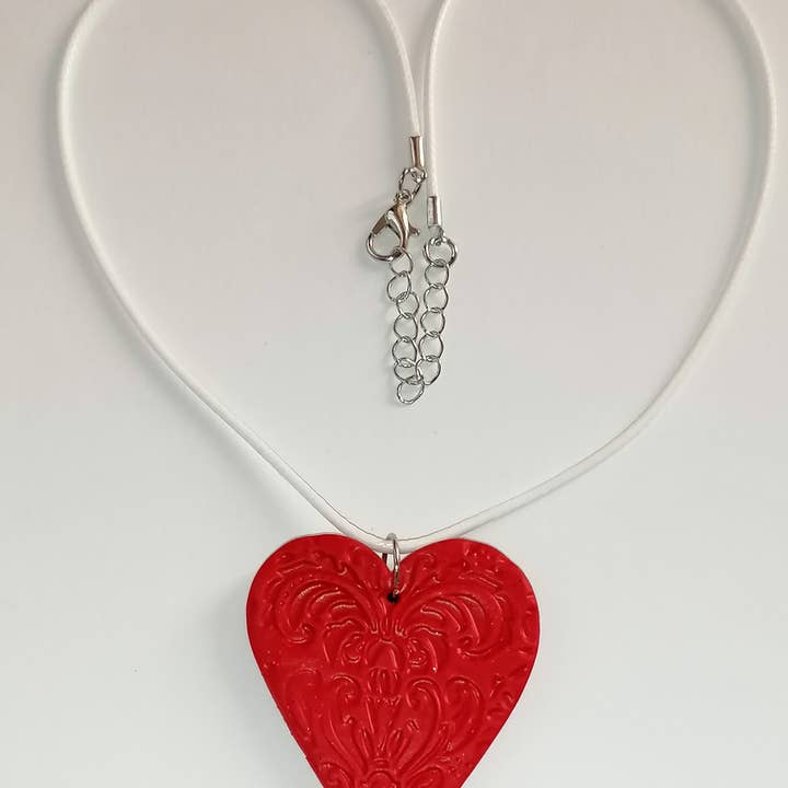 Red baroque heart adornment for wholesale by Blue Moon Bijoux