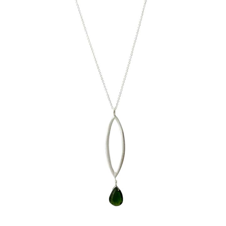 Philippa Roberts - Wholesale Pendant/Charm Necklace - Leaf with Chrome Diopside Necklace in Silver or Vermeil