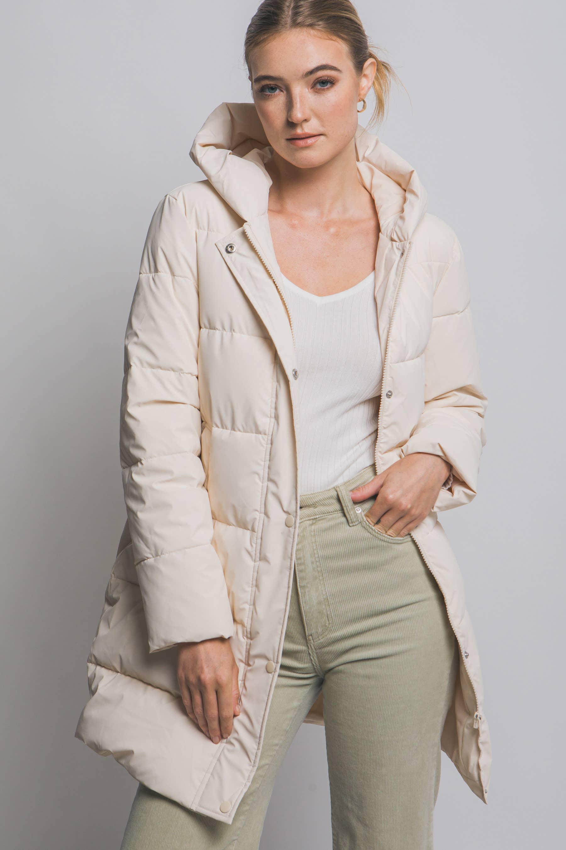 42POPS - Wholesale Outerwear Vest - Women's - ,...._ Hooded Long Quilted Puffer Coat4