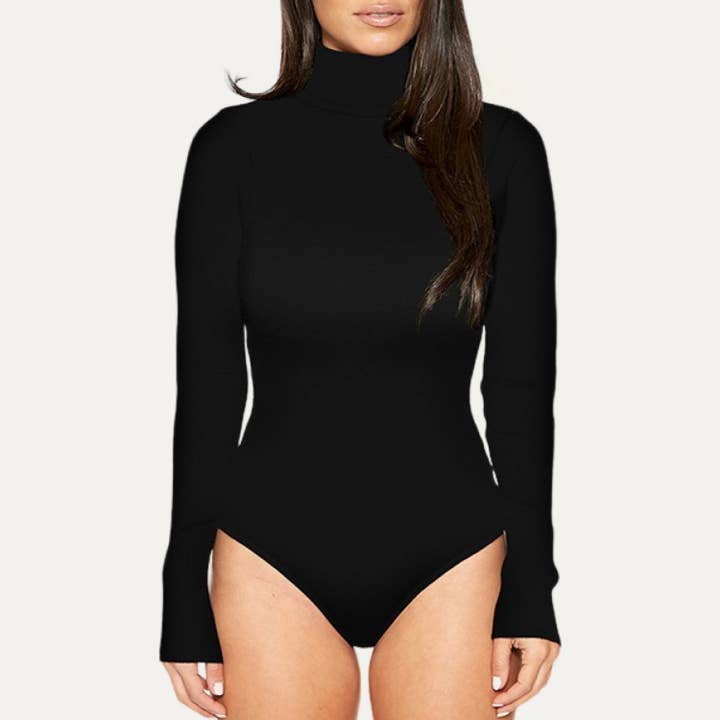 Basics And Soft Mock Neckline Long Sleeve Bodysuit for wholesale by The Moment Collection
