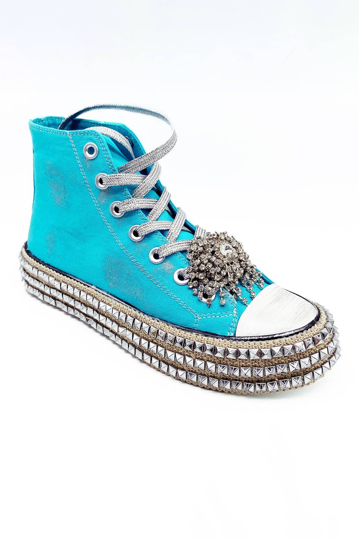 CCOCCI - Wholesale Lifestyle Sneakers - Women's - ASH-01 BEDAZZELED DECOR ROCKSTUD PLATFORM HIGH TOP SNEAKERS22