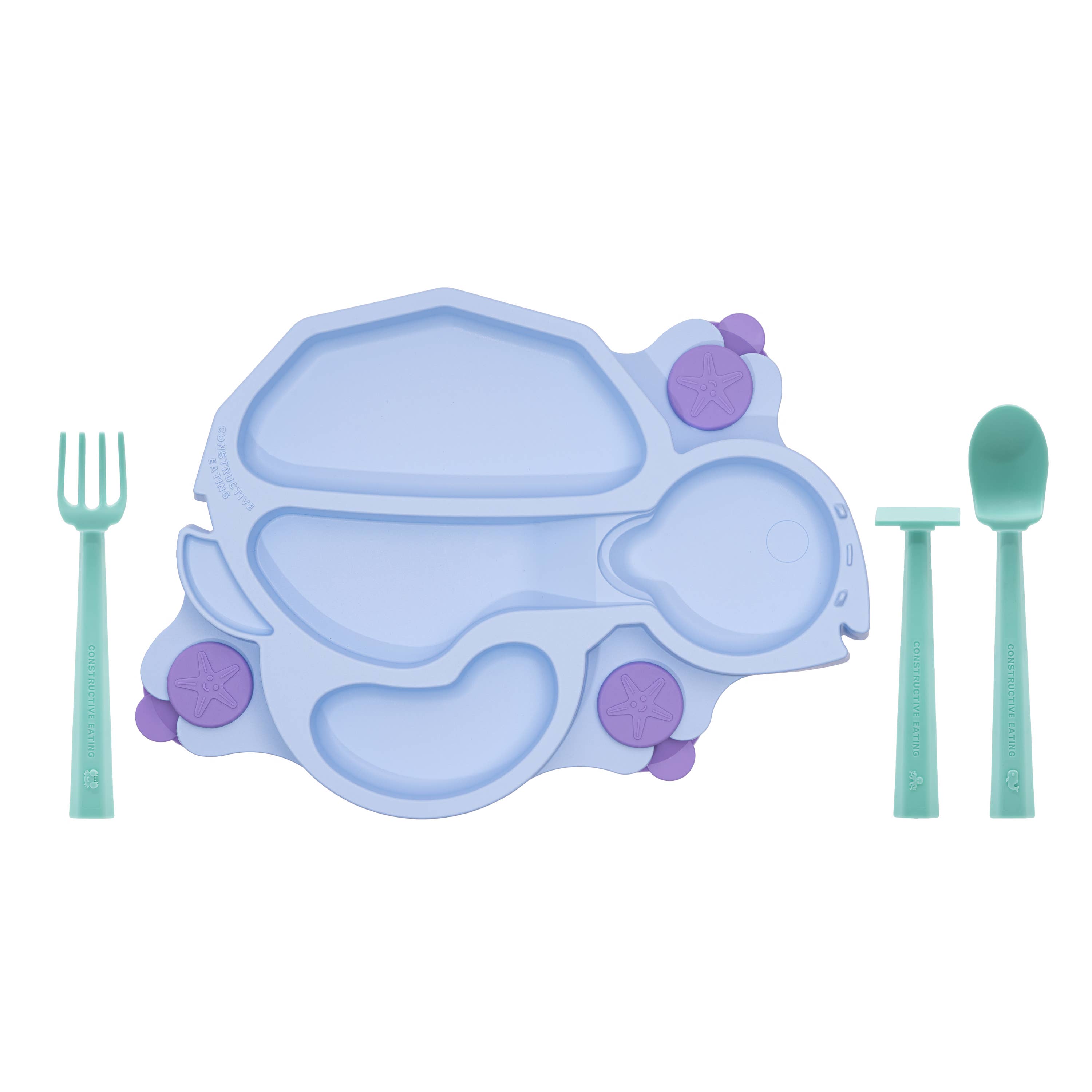 Constructive Eating - Wholesale Dinner Plate - Kids & Baby - Turtle Suction Plate and Training Utensils8