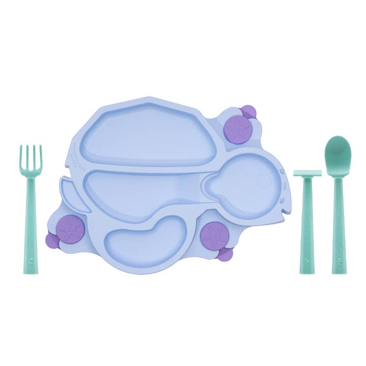 Constructive Eating - Wholesale Dinner Plate - Kids & Baby - Turtle Suction Plate and Training Utensils8