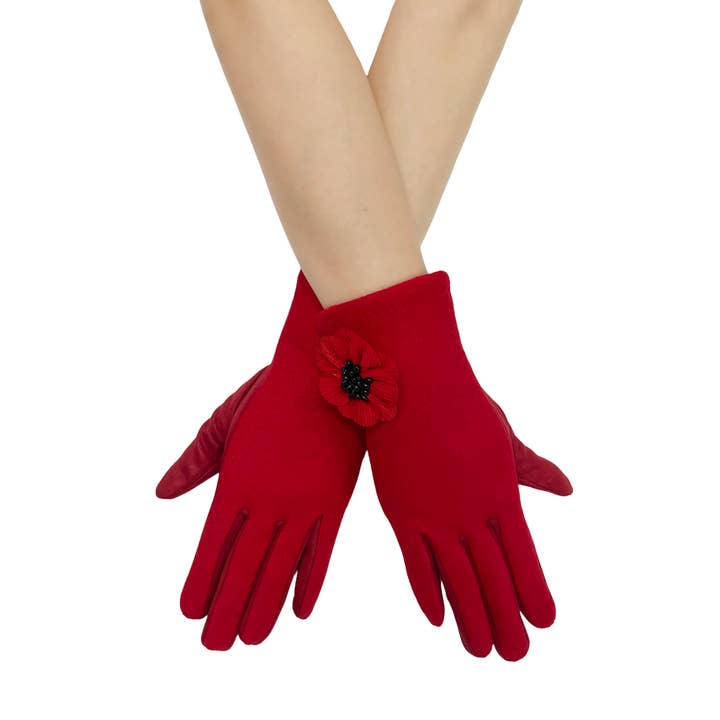 Fashion Scarf World - Vente Gants – femme - Gants à écran tactile 3D en forme de fleur de pavot9