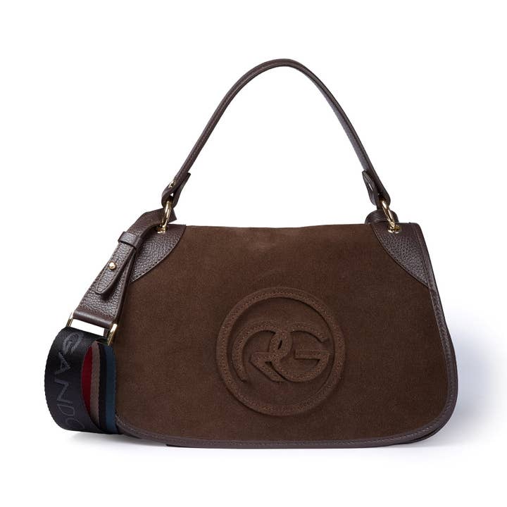 Roberta Suede – Bolso messenger mediano de ante y piel martillada con correa ajustable para venta al por mayor de Roberta Gandolfi