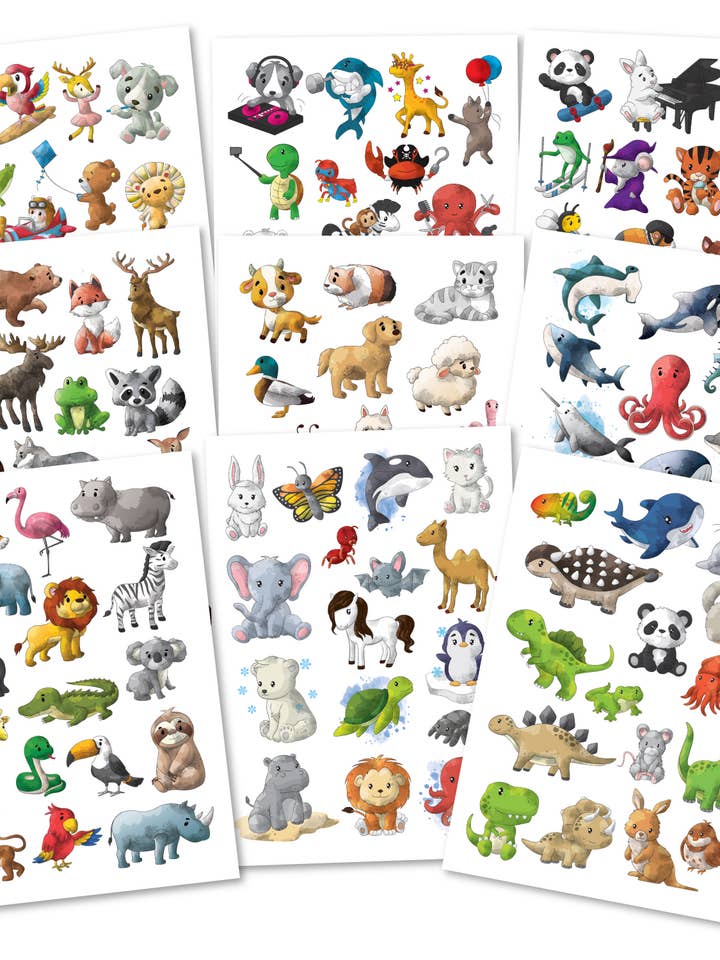 TOPulo® 150 tatuagens para crianças amigas da pele — diversão animal por atacado de Topulo