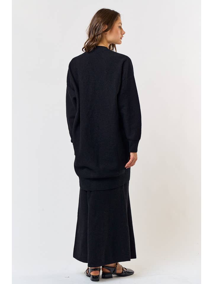 Black ILK4838 WOOL BLEND SWEATER MIDI SKIRT for wholesale on Faire