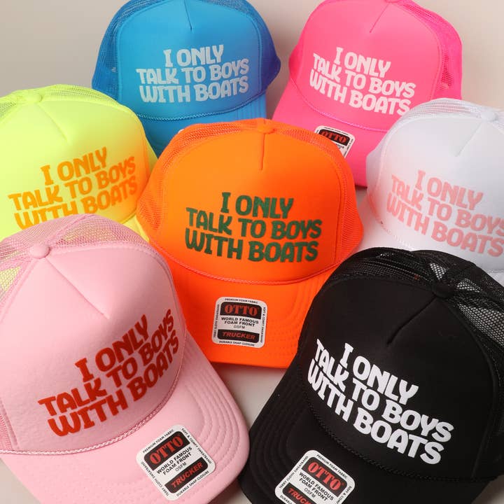 Fashion City - Wholesale Trucker Hat - Women's - I Only Talk To Boys With Boats Text Mesh Back Cap