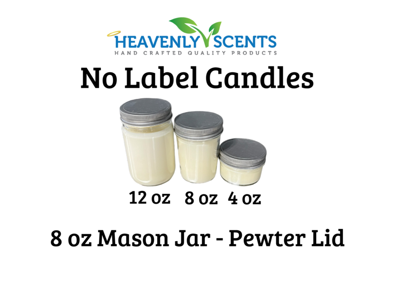 Heavenly Scents - Wholesale Jar/Filled Candle - 8oz Mason Jar Soy Candles - Pewter  Lid  - 6 Pack No Label2