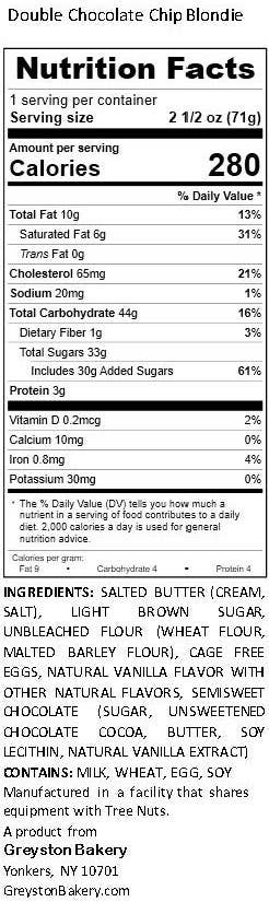 Greyston Bakery, Inc. - Wholesale Brownie - Double Chocolate Chip Blondie 245