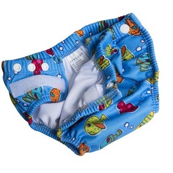 Nappy Swim Racer One Size ( 3-24 Month) Blue Fish for wholesale by Strooem