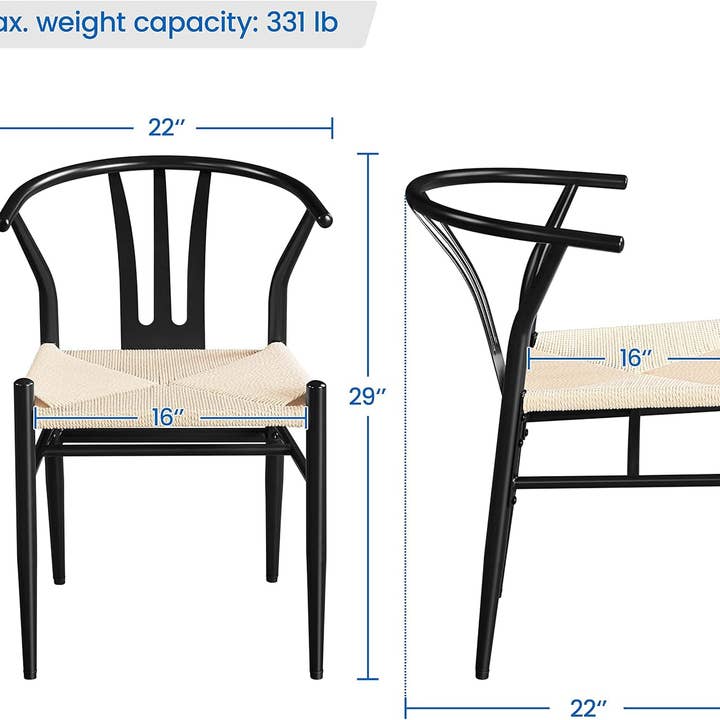 Black Rattan Weave Dining Chairs Set 2 Mid Century Modern for wholesale on Faire2