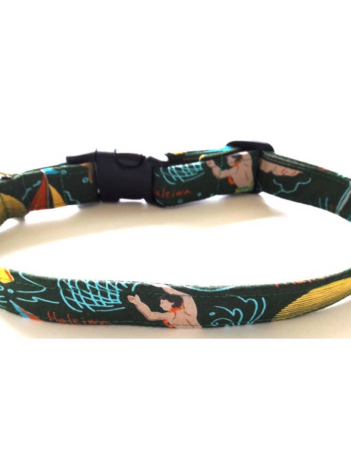 Collare per cani regolabile in tessuto hawaiano «Hele Moana» per la vendita all'ingrosso da parte di Dog Gone Hawaiian