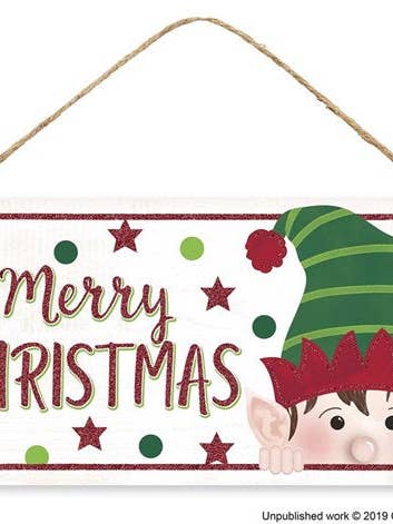 Glitter Peeking Elf/Christmas Sign for wholesale by Amber Marie & Company