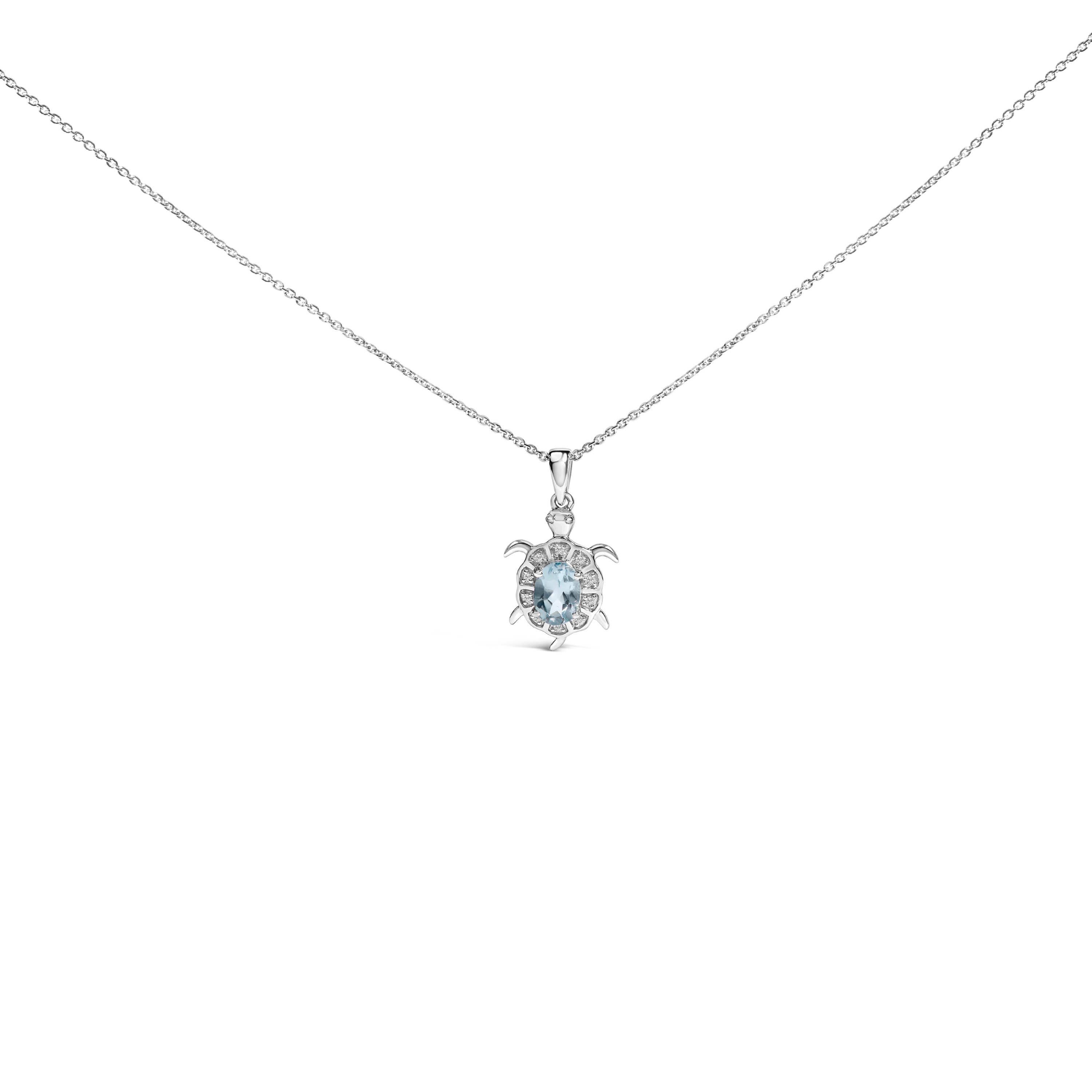 Infinite Jewels - Wholesale Pendant/Charm Necklace - Sterling Silver Topaz & Sapphire Turtle Pendant Necklace0