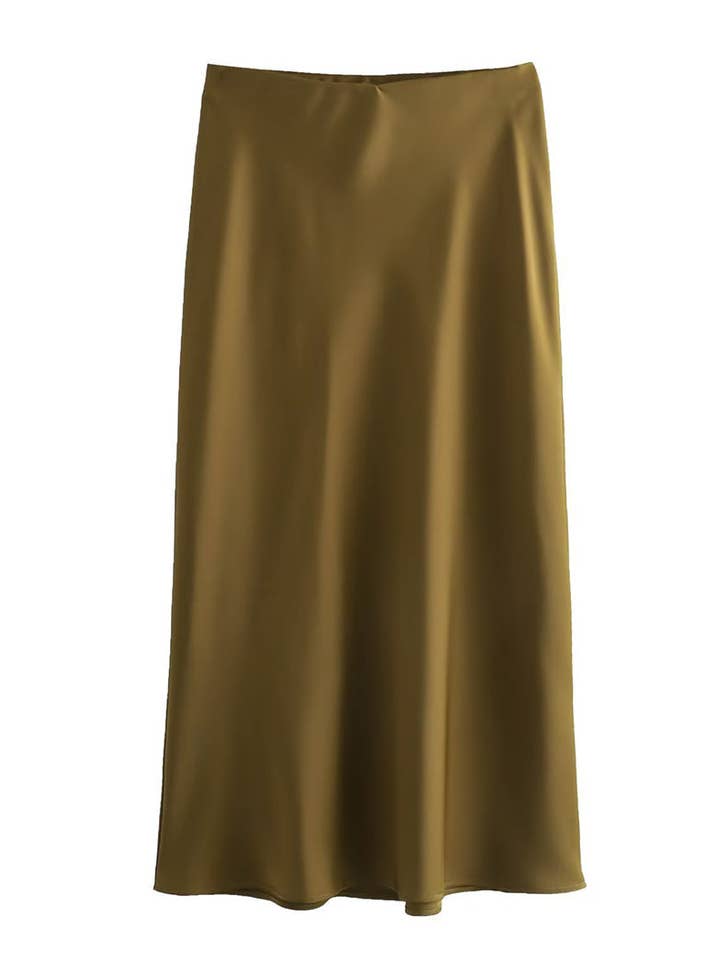 Katinki - Wholesale Skirt - Women's - Flowy Satin Midi Skirt5