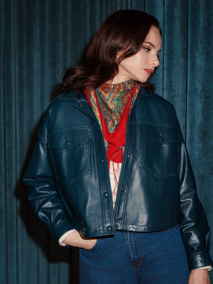 Kæreste Læderjakke – Petrol for engroshandel hos DUE2store