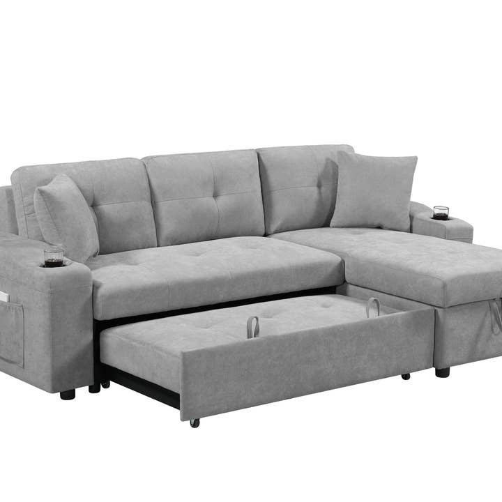 39F Inc. - Wholesale Sofa - Convertible Sectional Sofa with Storage & Cup Holders