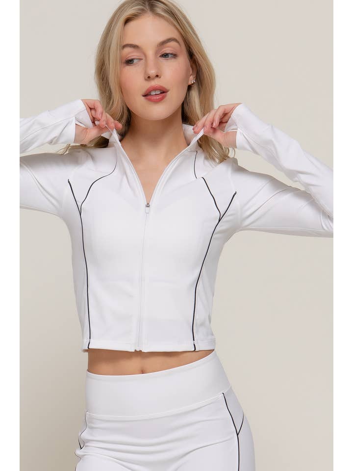 Active Basic | Active USA - Wholesale Athletic Jacket - Women's - Long Sleeve Piping Detail Active Wear Jacket22