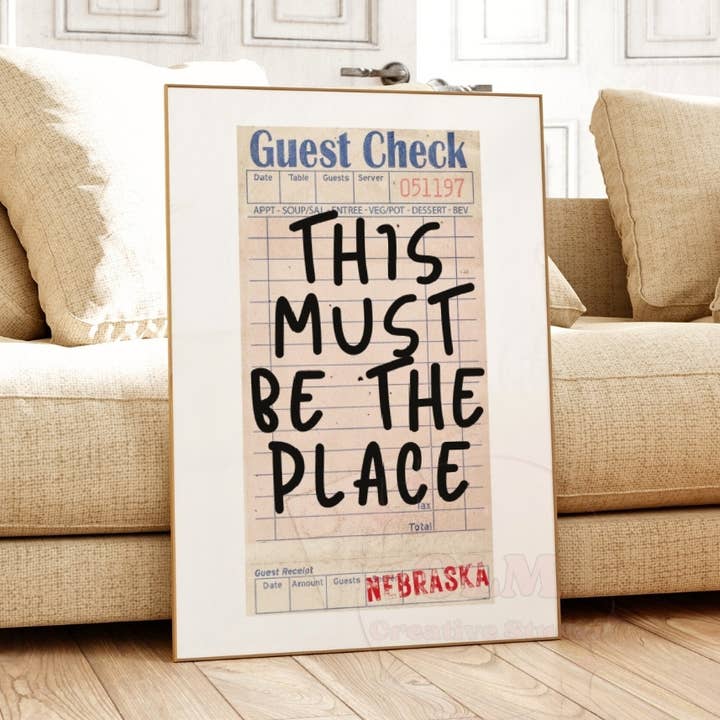 Nebraska This Must Be The Place Guest Check Wall Art Print for wholesale by CLM Creative Studio