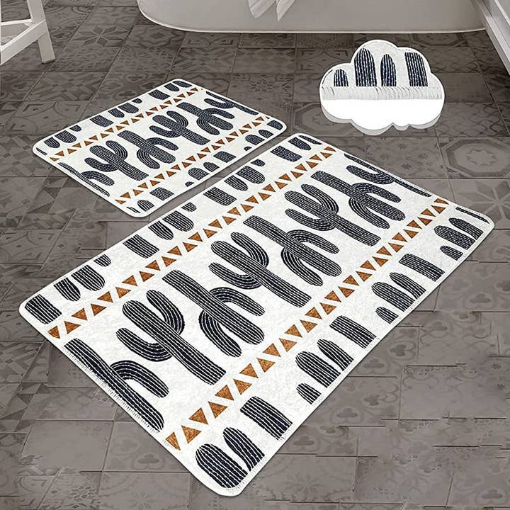 BOHORIA® premium bath mat “Ethnic Cactus” 2-piece for wholesale by BOHORIA