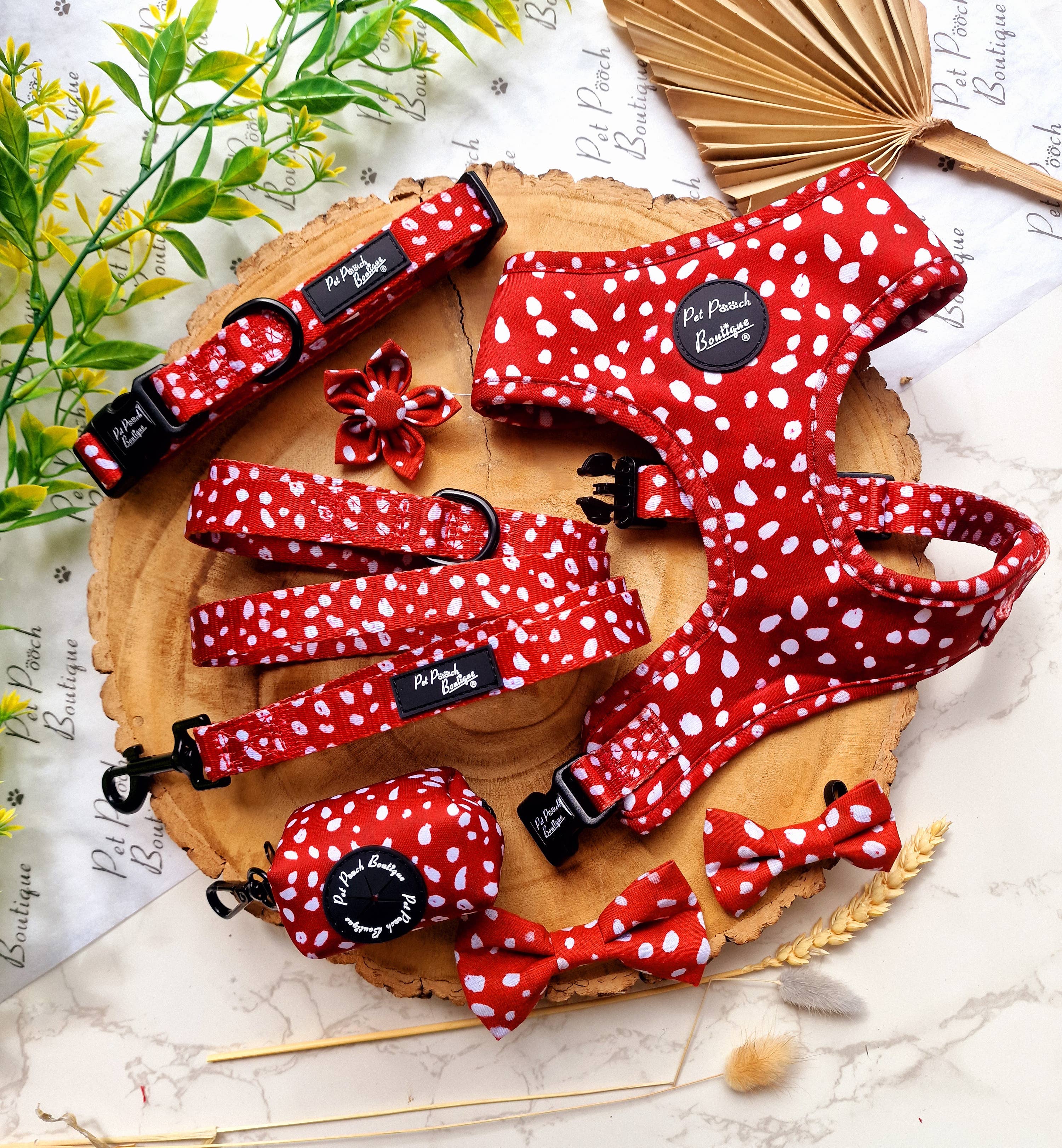 Pet Pooch Boutique - Venta al por mayor Correa - Perros - Correa para perro de setas amapola - Reversible (rojo)2