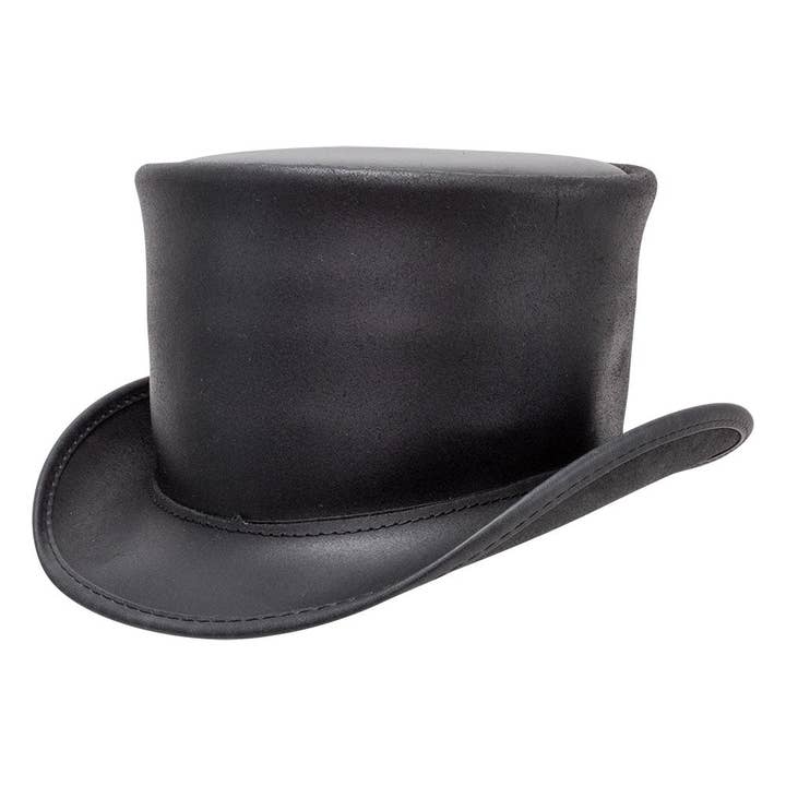 American Hat Makers - Wholesale Fedora - Uniseks - Biker Leren Hoge Hoed Zonder Band - Stijl El Dorado1