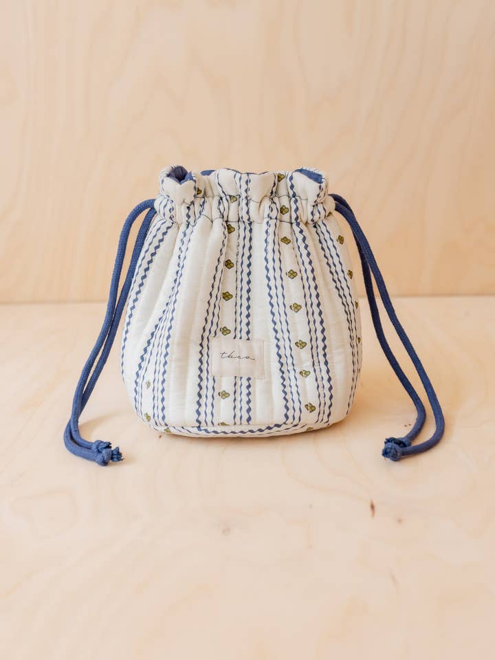 Cotton Wash Bag in Navy Ditsy Floral for wholesale by TBCo