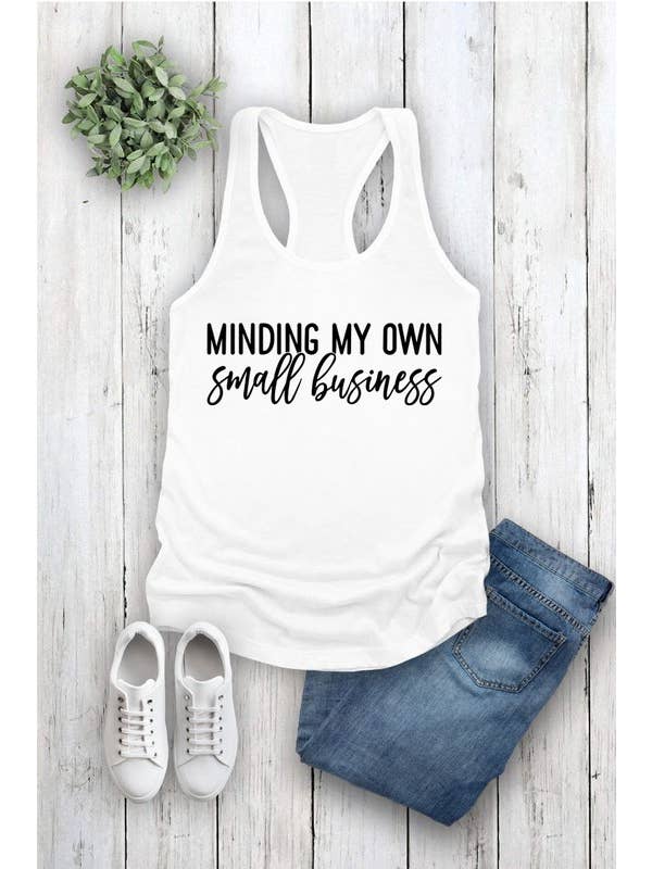 Top Avenue - Wholesale Tank Top - Women's - Fit Racerback Top - Minding My Own Small Business Print3