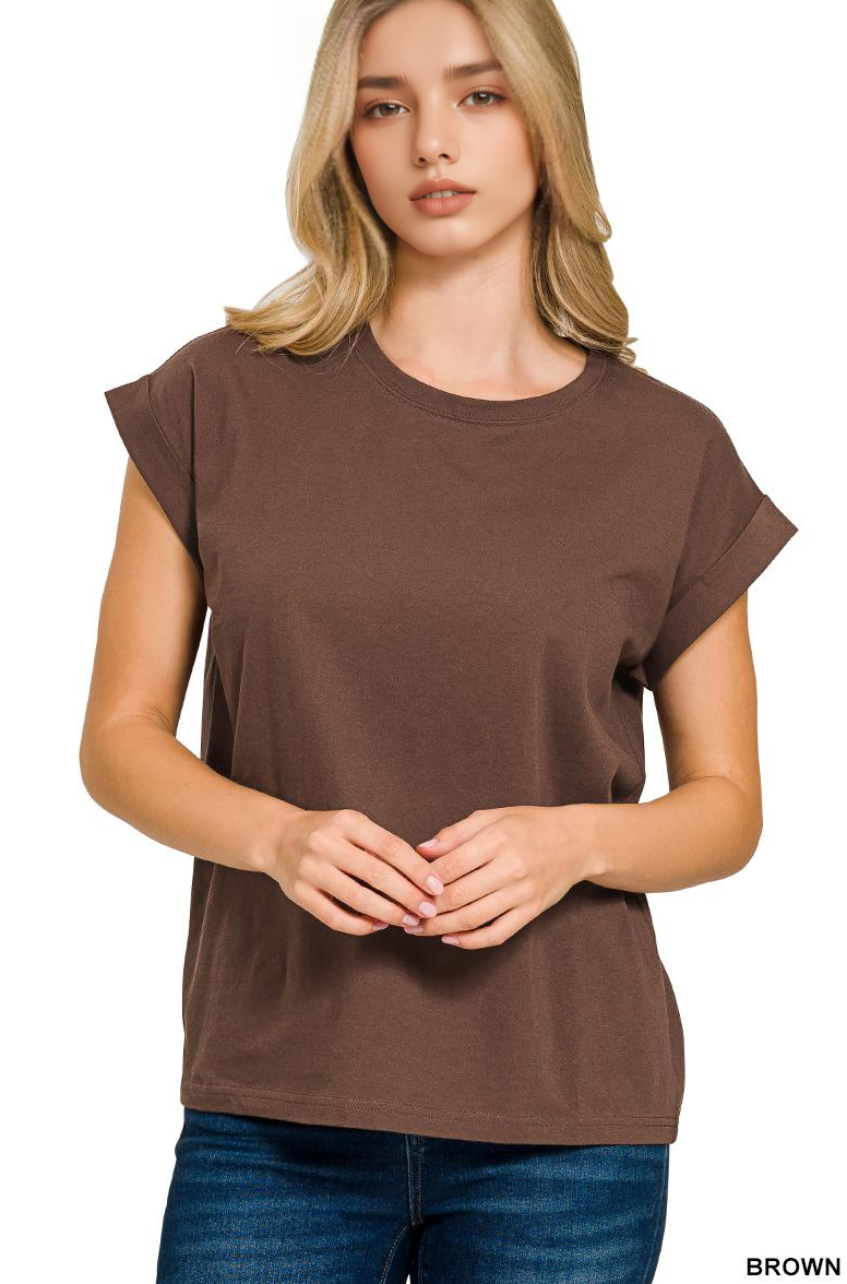 42POPS - Wholesale T-Shirt - Women's - `.Round Neck Folded Short Sleeve T Shirt20