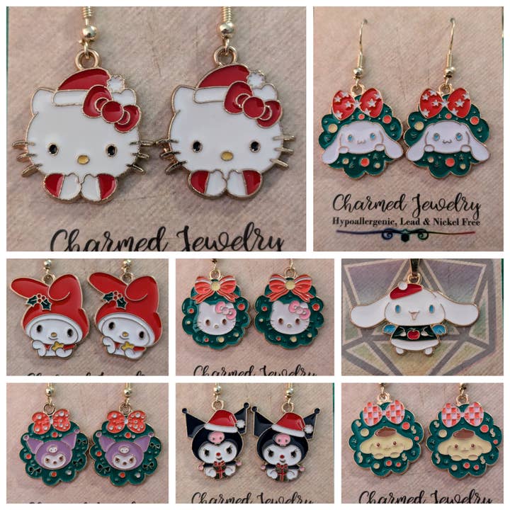 Con-Quest Crafts – wholesale Hängande örhängen – Jul Hello Kitty & Friends inspirerade örhängen och halsband