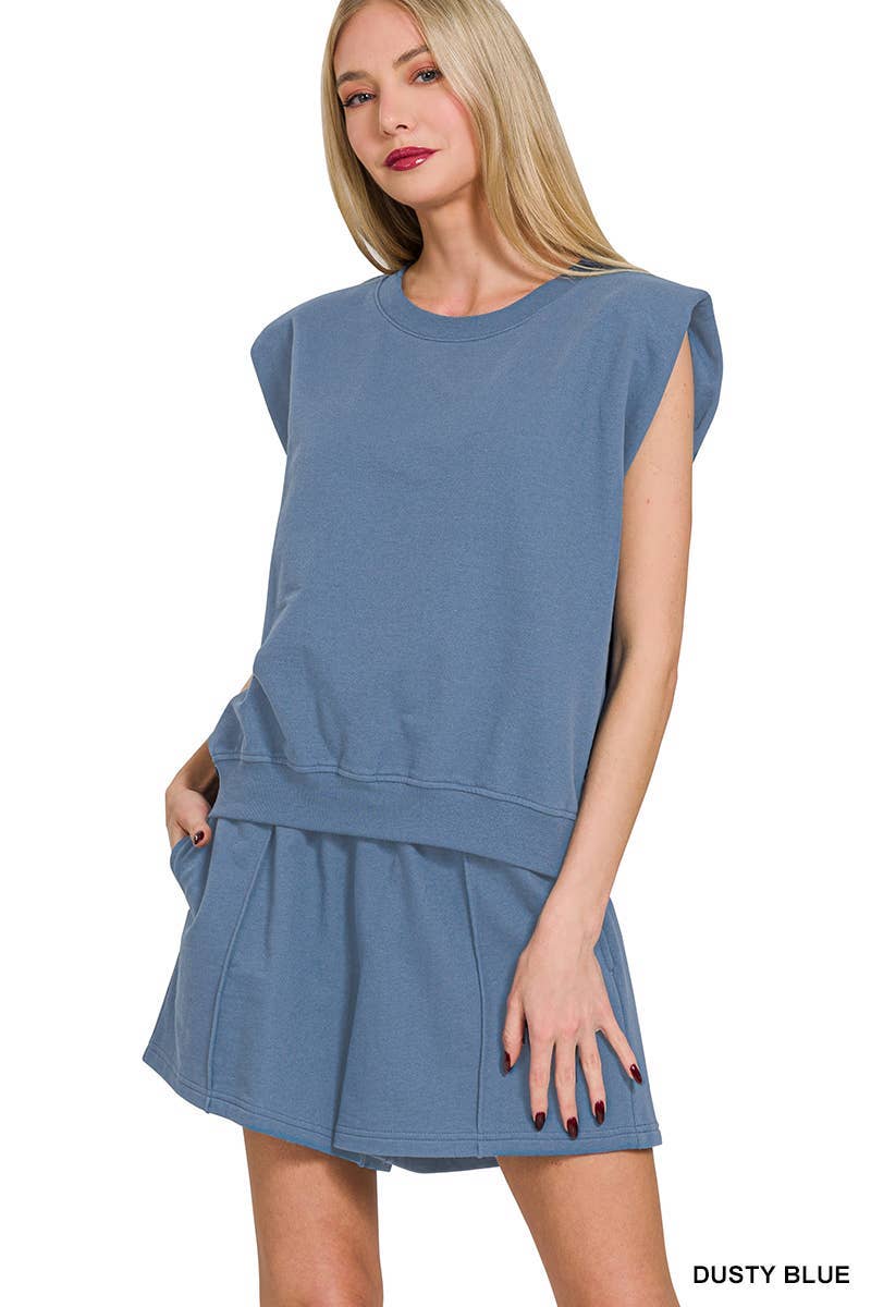 Vanilla Monkey - Wholesale Knit Top - Women's - French Terry Sleeveless Top &amp; Shorts Set1