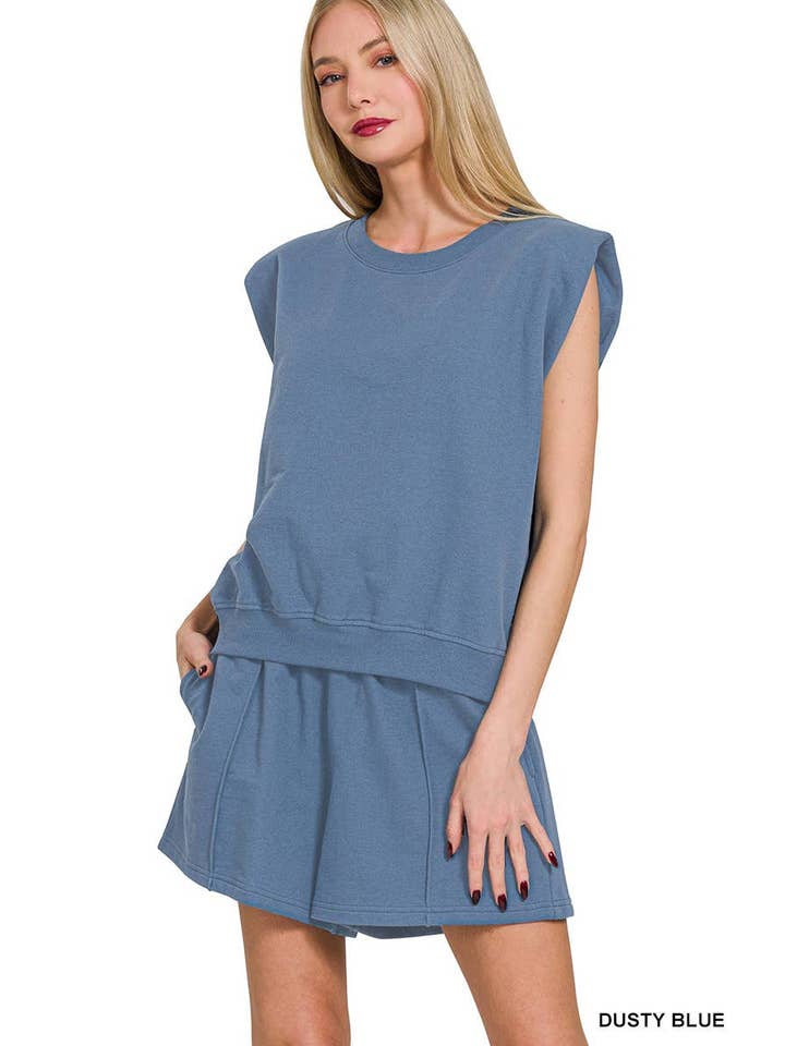 Vanilla Monkey - Wholesale Knit Top - Women's - French Terry Sleeveless Top & Shorts Set1