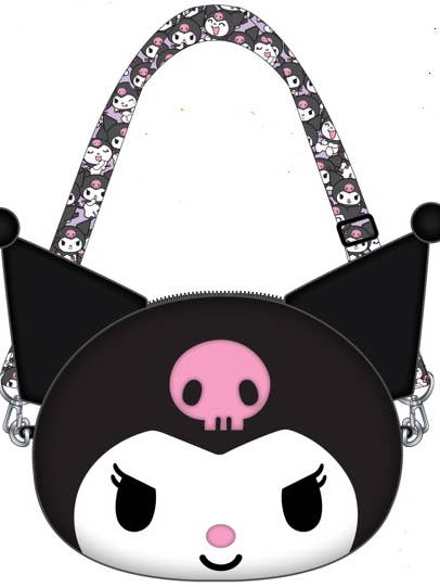 Hk Kuromi 3-D- 8.5" Molded Silicone Head Shld Bag W/Zip-Blk for wholesale by The Zoofy Group , LLC