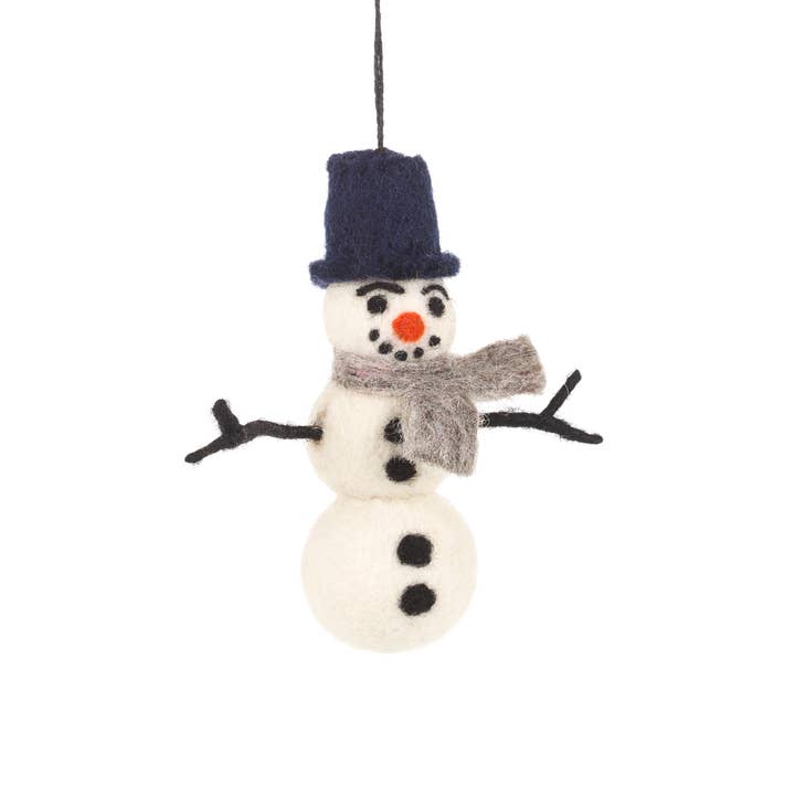 Felt So Good - Wholesale Ornament - Handmade Felt William Snowman Biodegradable Hanging Decorati