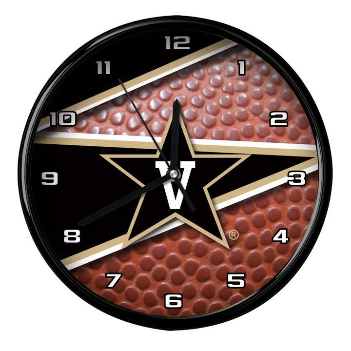 The Memory Company - Wholesale Wall Clock - 12" Football Clock, Vanderbilt Commodores